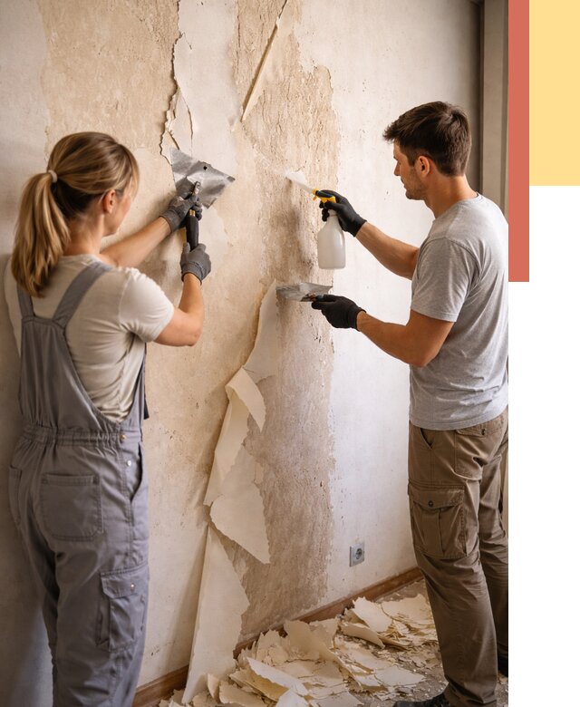 Снятие старых обоев в Артеме от 5443 руб. под ключ недорого | ОТДЕЛОЧНИК-Арт