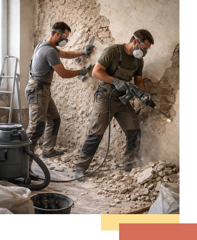 Демонтаж штукатурки со стен в Артеме быстро и аккуратно