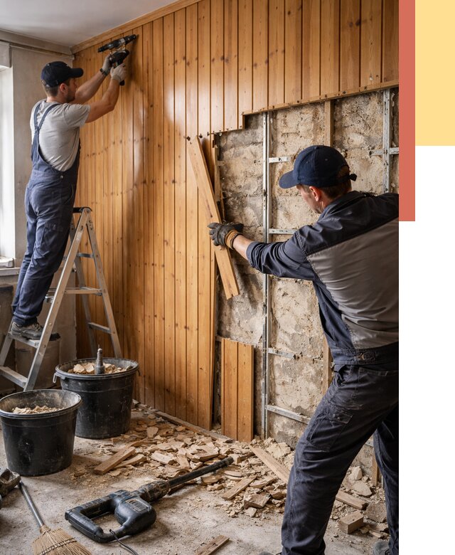 Демонтаж вагонки со стен в Артеме от 1503 руб. — снятие, удаление, срочно | ОТДЕЛОЧНИК-Арт