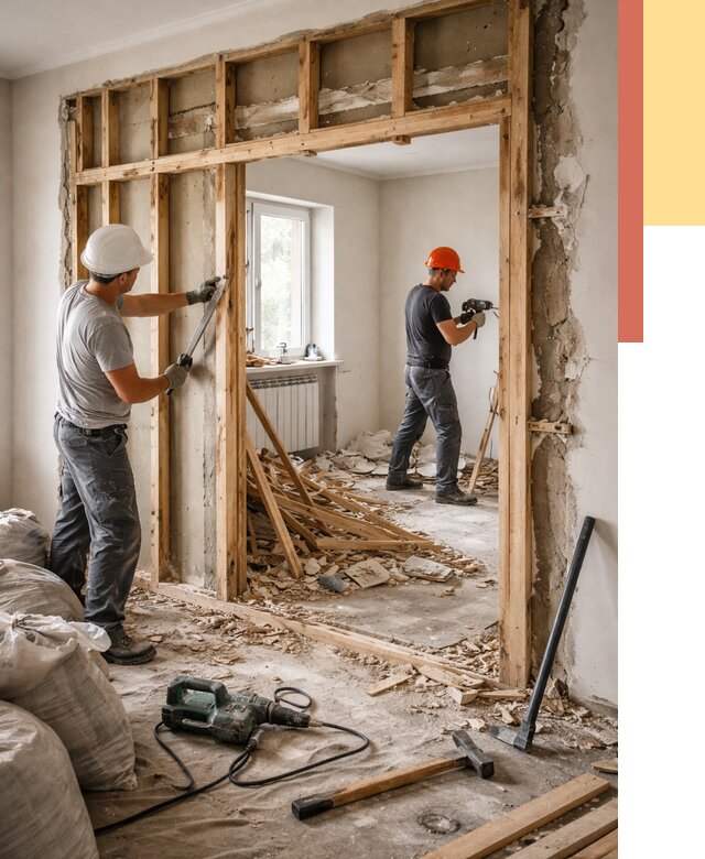 Демонтаж деревянных перегородок в Артеме от 3317 руб. — быстро и недорого | ОТДЕЛОЧНИК-Арт