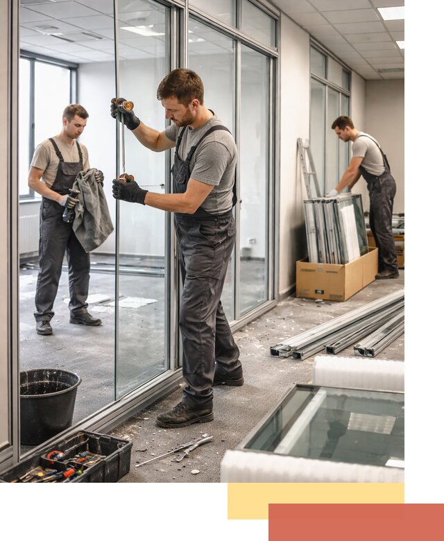 Демонтаж стеклянных перегородок в Артеме быстро и безопасно