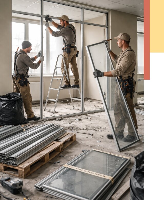 Демонтаж алюминиевых перегородок в Артеме от 4354 руб. — быстро и недорого | ОТДЕЛОЧНИК-Арт