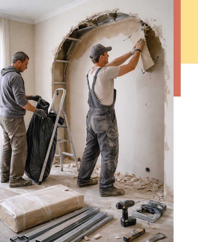 Демонтаж арки из гипсокартона в Артеме от 3628 руб. — услуги под ключ | ОТДЕЛОЧНИК-Арт