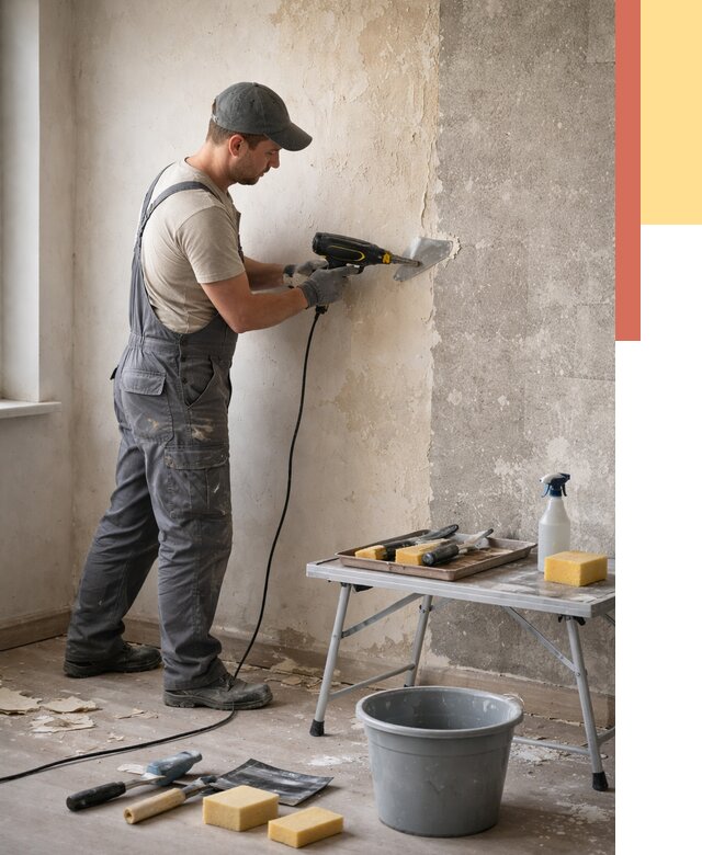 Очистка стен от клея в Артеме от 1918 руб. — снятие и удаление клея со стен | ОТДЕЛОЧНИК-Арт