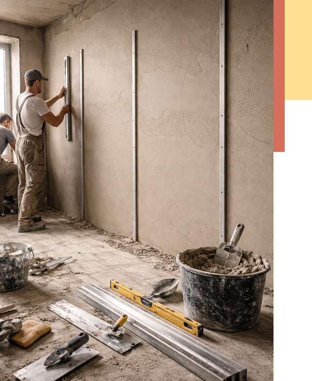 Штукатурка стен по маякам в Артеме от 5702 руб./м² — выравнивание под ключ | ОТДЕЛОЧНИК-Арт