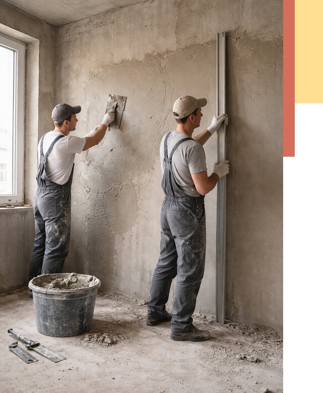 Штукатурка бетонных стен в Артеме от 4665 руб/м² — качественно и быстро | ОТДЕЛОЧНИК-Арт
