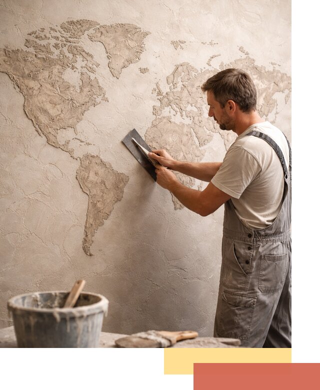 Декоративная штукатурка «Карта мира» под ключ в Артеме