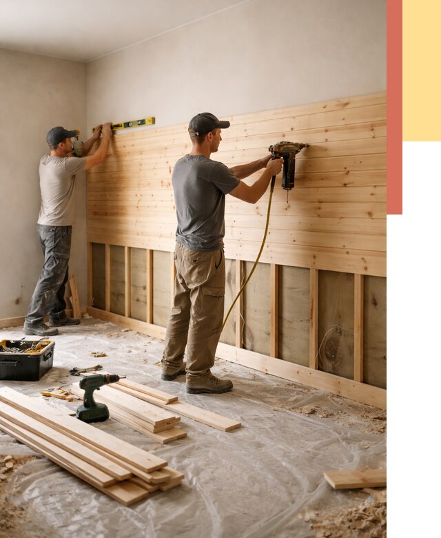 Монтаж деревянной вагонки на стены в Артеме от 7775 руб. | Услуги монтажа вагонки | ОТДЕЛОЧНИК-Арт