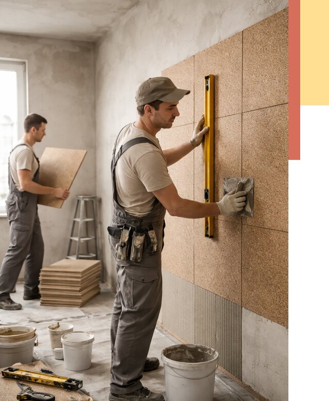 Монтаж пробковых панелей на стены в Артеме от 3628 руб. — ОТДЕЛОЧНИК-Арт