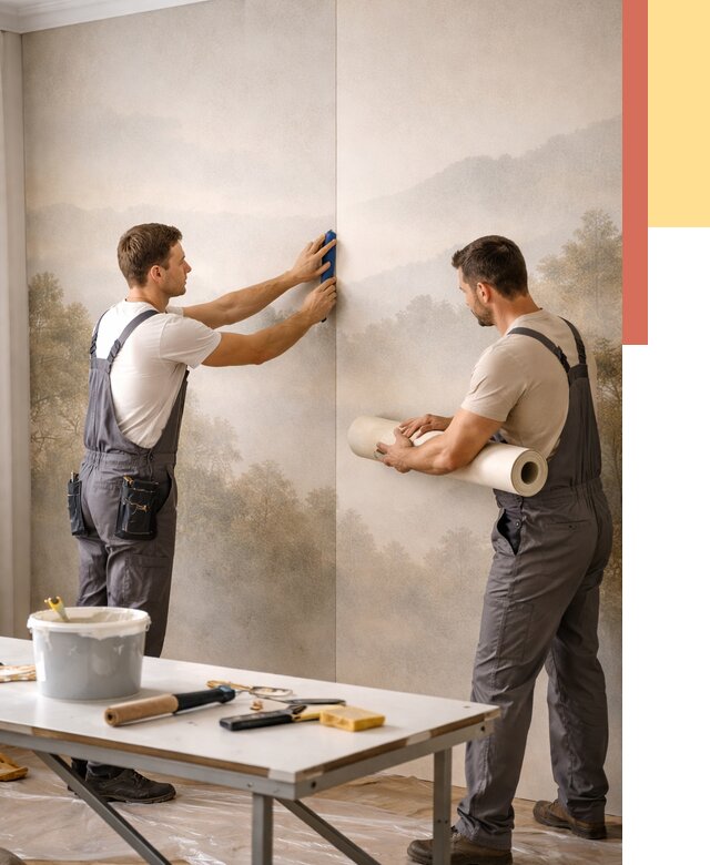 Поклейка фотообоев в Артеме от 8812 руб/м² — быстро и недорого | ОТДЕЛОЧНИК-Арт