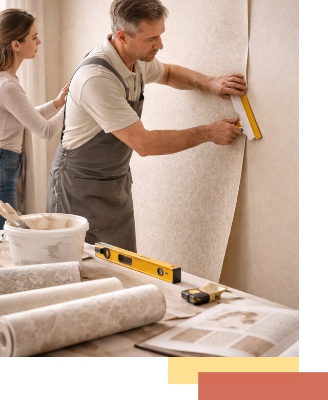 Поклейка обоев с подбором рисунка в Артеме