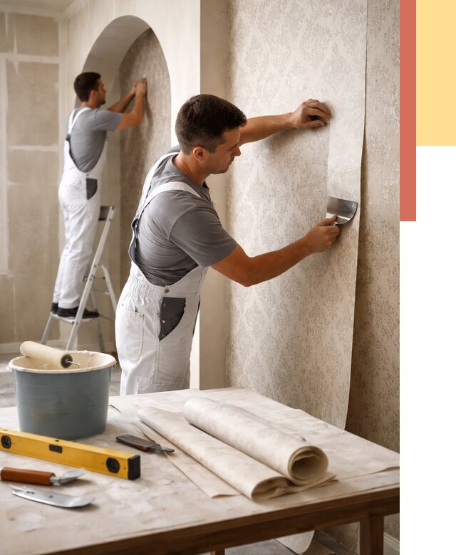 Поклейка обоев на сложные стены в Артеме от 2903 руб. под ключ | ОТДЕЛОЧНИК-Арт