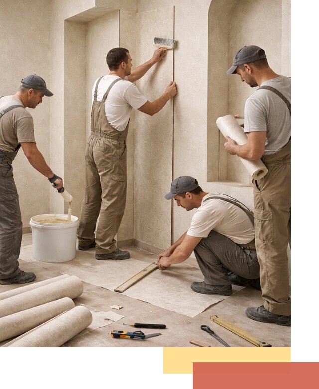 Поклейка обоев на сложные стены и неровные поверхности в Артеме