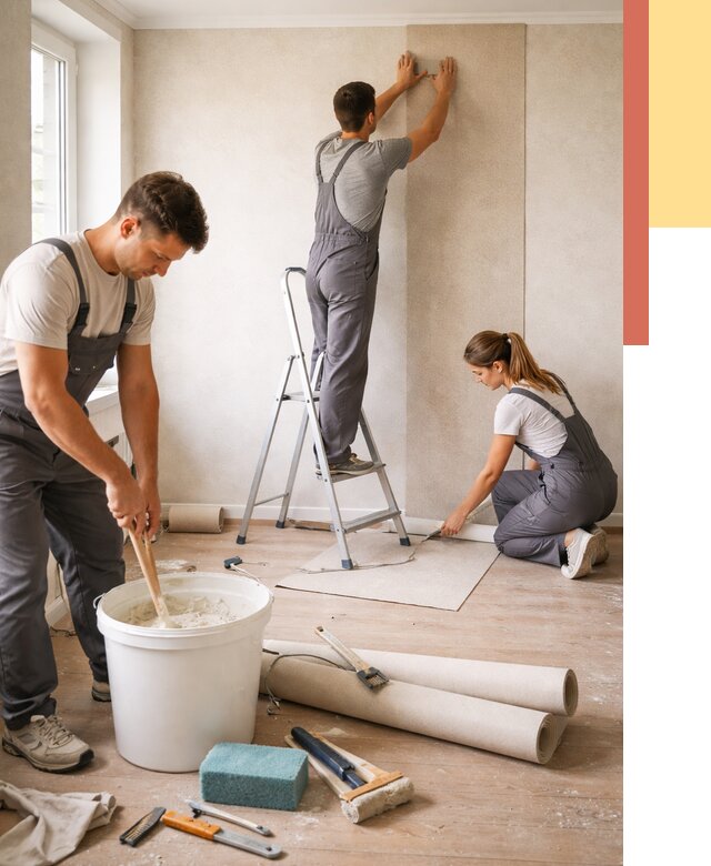 Оклейка стен обоями в Артеме от 3628 руб/м2 — быстро и недорого | ОТДЕЛОЧНИК-Арт