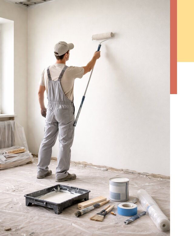 Покраска стен водоэмульсионной краской в Артеме от 467 руб. за м² | ОТДЕЛОЧНИК-Арт