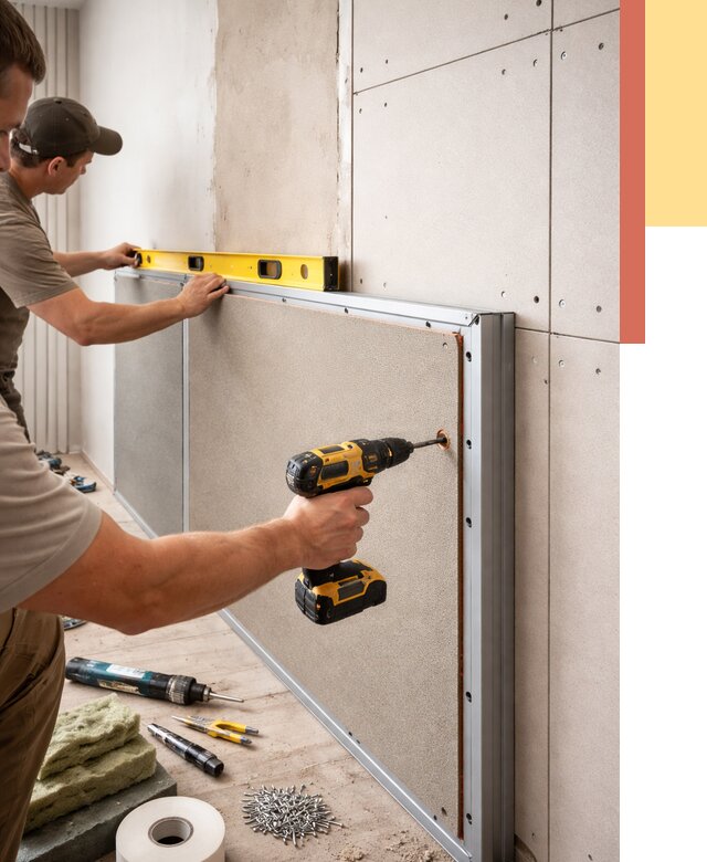 Шумоизоляция стен панелями ЗИПС в Артеме от 2281 руб./м² под ключ | ОТДЕЛОЧНИК-Арт