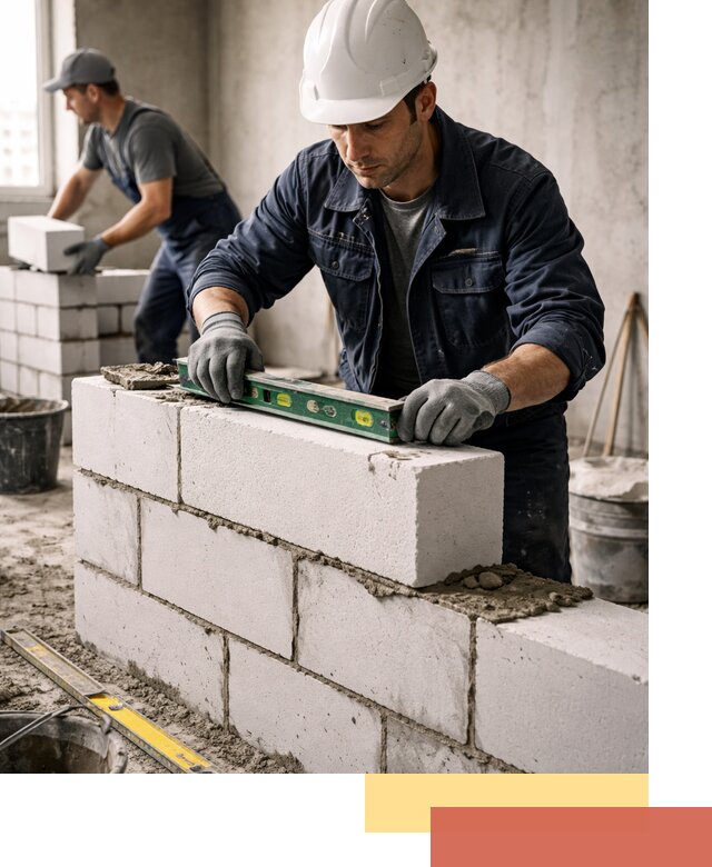 Кладка перегородок из пеноблока под ключ в Артеме