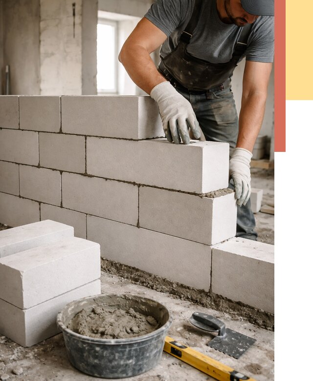 Кладка перегородок из силикатного блока в Артеме от 4147 руб. под ключ | ОТДЕЛОЧНИК-Арт