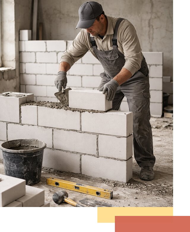 Кладка перегородок из силикатного блока в Артеме