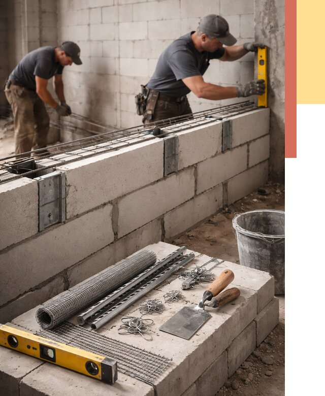 Армирование кладки перегородок в Артеме от 778 руб. под ключ | ОТДЕЛОЧНИК-Арт