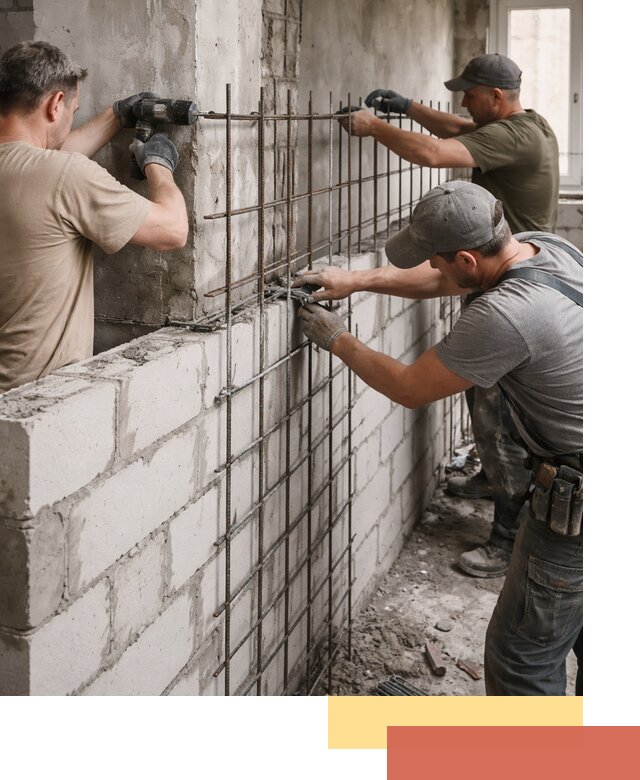 Армирование кладки перегородок в Артеме профессионально и надёжно