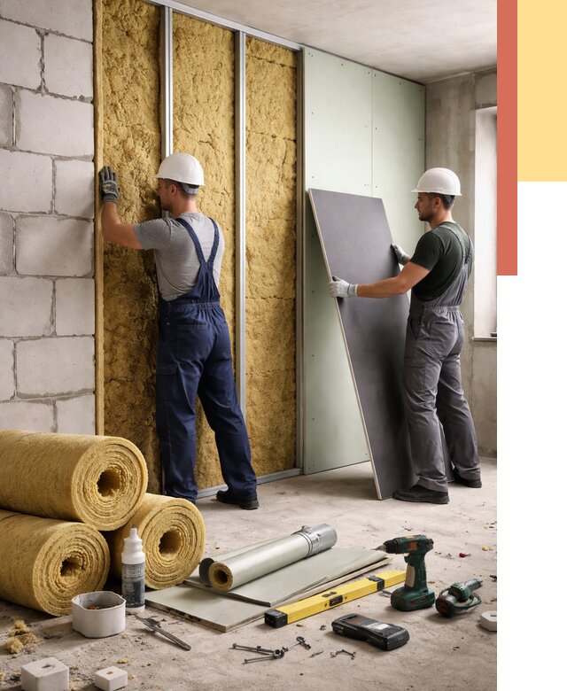 Шумоизоляция перегородок из блоков в Артеме от 1918 руб./м² — быстро и недорого | ОТДЕЛОЧНИК-Арт