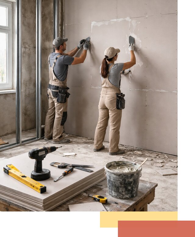 Монтаж двухслойной перегородки из гипсокартона в Артеме