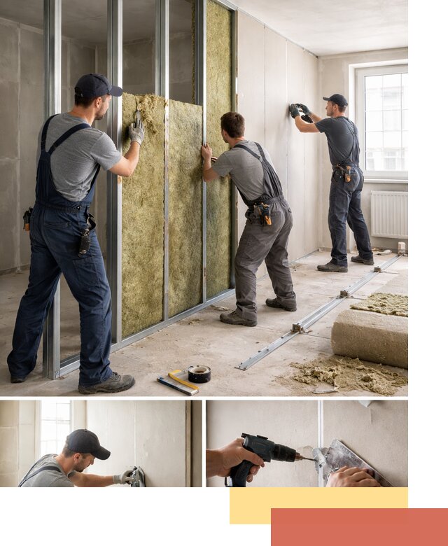 Перегородка из гипсокартона с шумоизоляцией в Артеме — монтаж под ключ