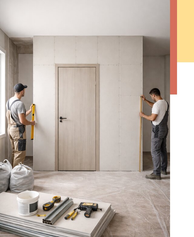 Перегородка из гипсокартона с дверью в Артеме от 4665 руб. под ключ | ОТДЕЛОЧНИК-Арт