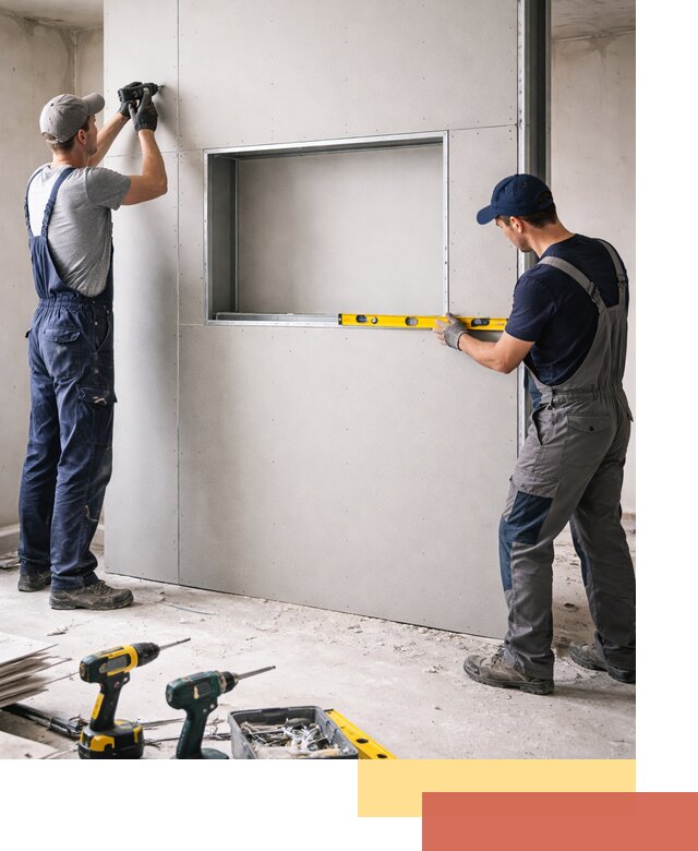 Перегородка из гипсокартона с нишей под декор в Артеме