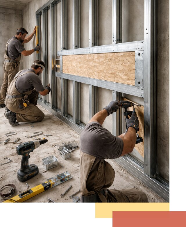 Усиленная перегородка для крепления тяжёлых конструкций в Артеме