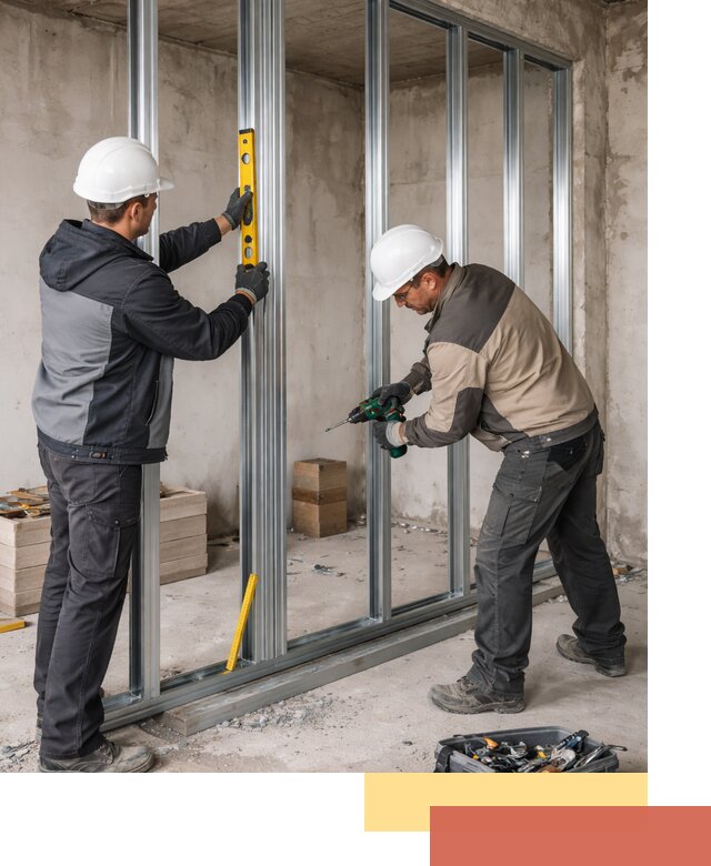 Монтаж каркаса перегородки из профиля в Артеме