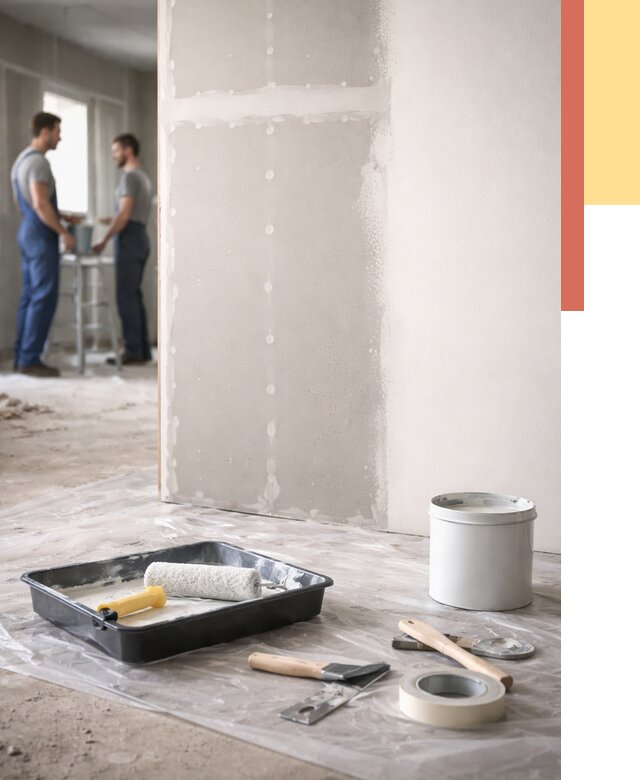 Покраска перегородок из гипсокартона в Артеме от 4665 руб. под ключ | ОТДЕЛОЧНИК-Арт