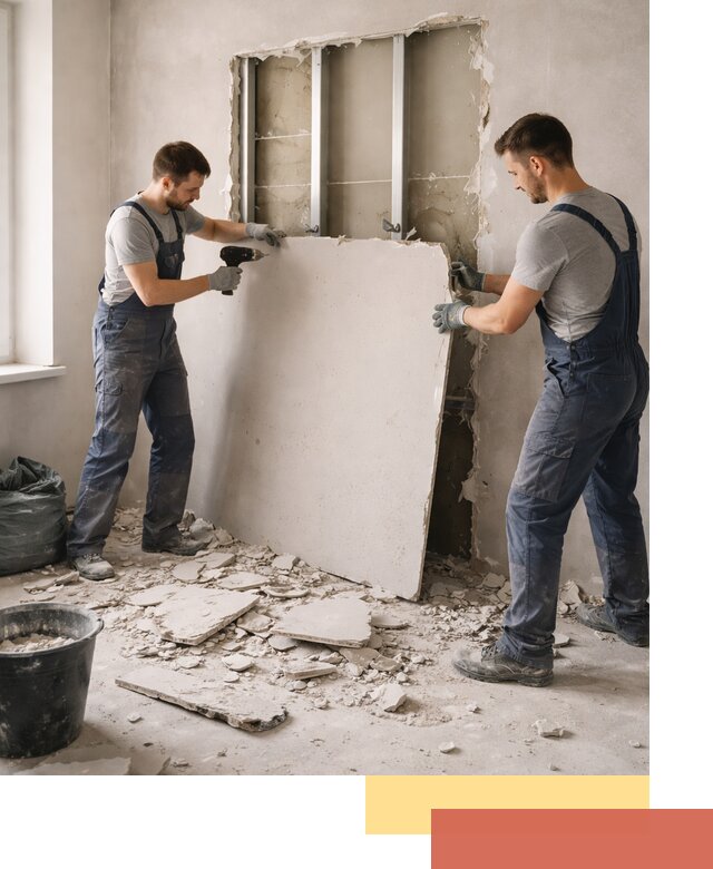 Демонтаж перегородки из гипсокартона в Артеме быстрый и аккуратный