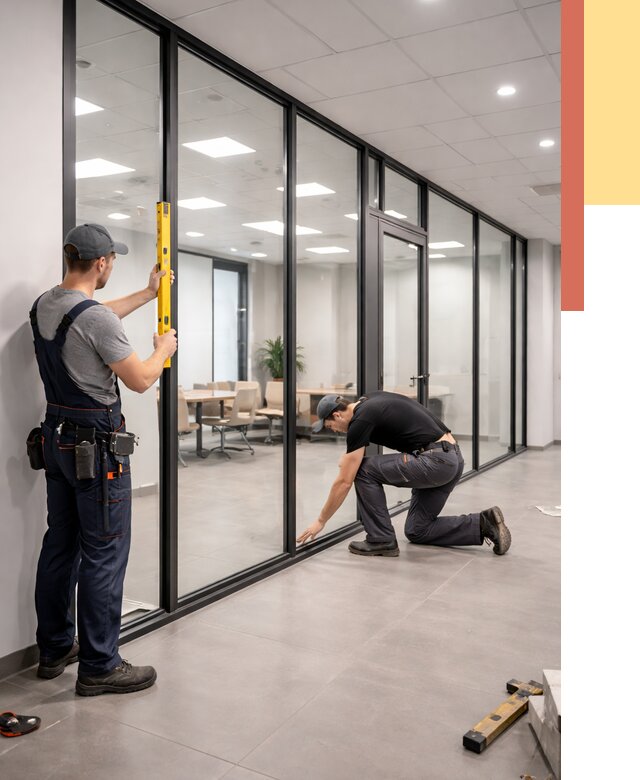 Каркасные стеклянные перегородки в Артеме под ключ от 9538 руб. | ОТДЕЛОЧНИК-Арт