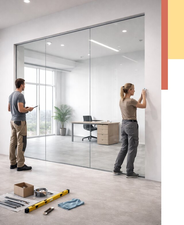 Перегородки из закаленного стекла в Артеме от 9849 руб. под ключ | ОТДЕЛОЧНИК-Арт