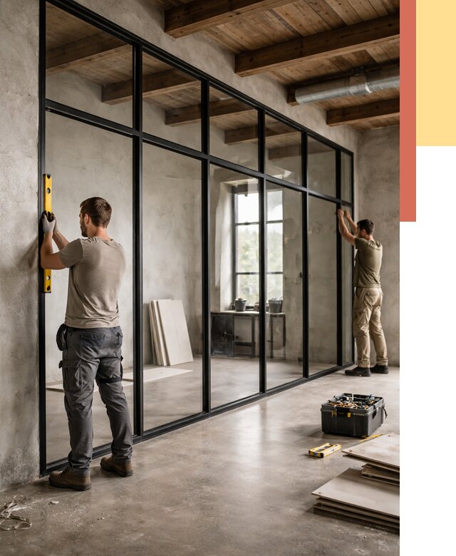 Стеклянные перегородки лофт в Артеме от 10885 руб. под ключ | ОТДЕЛОЧНИК-Арт