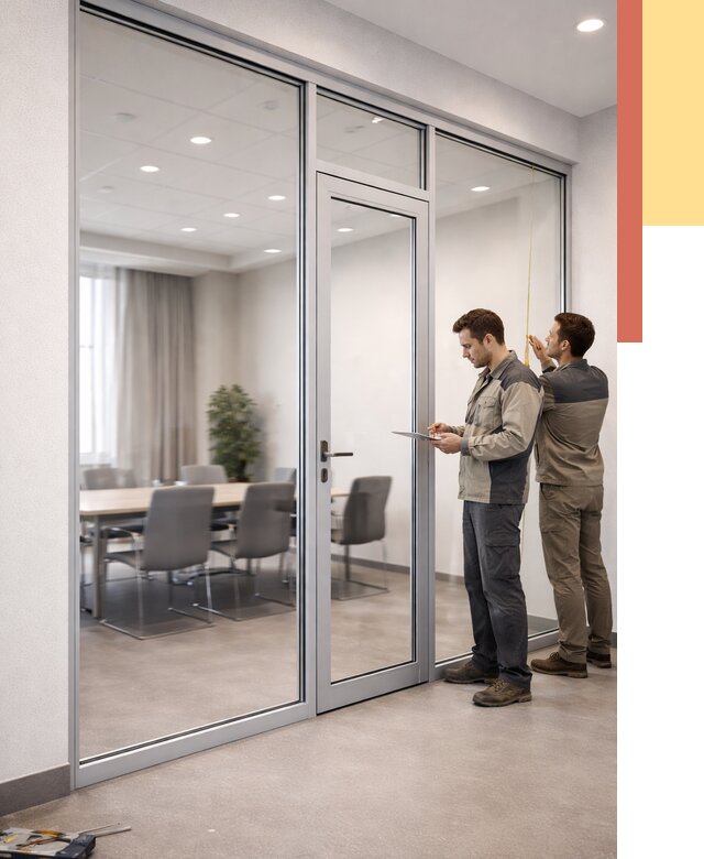 Установка и монтаж алюминиевых перегородок со стеклом в Артеме от 8501 руб. | ОТДЕЛОЧНИК-Арт