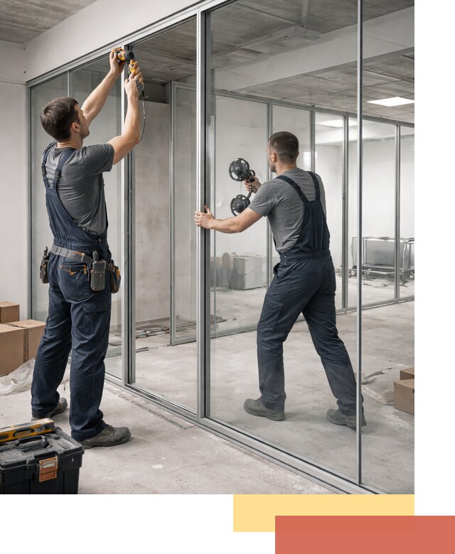 Алюминиевые перегородки со стеклом в Артеме — изготовление и монтаж