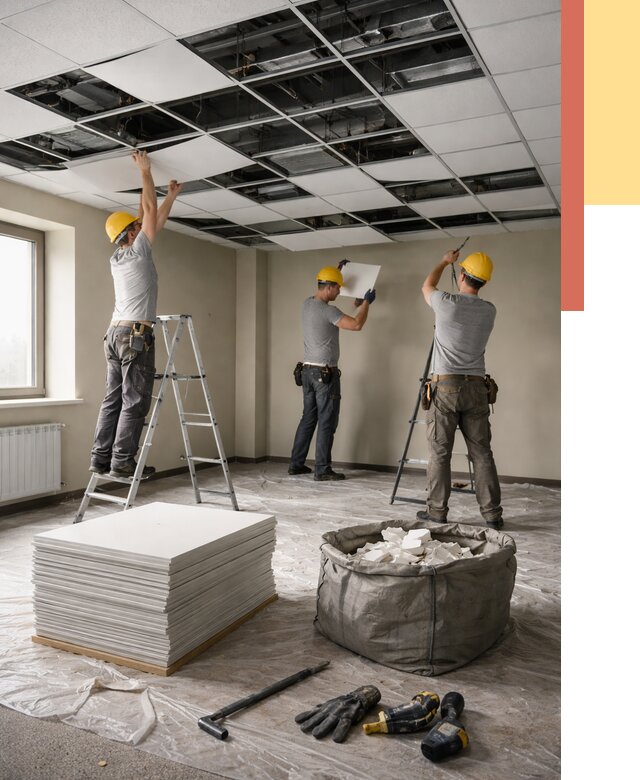 Демонтаж потолка Армстронг в Артеме от 4665 руб. быстро и недорого | ОТДЕЛОЧНИК-Арт