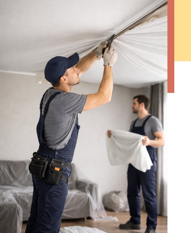 Демонтаж натяжного потолка в Артеме от 4665 руб. — снятие и разбор под ключ | ОТДЕЛОЧНИК-Арт