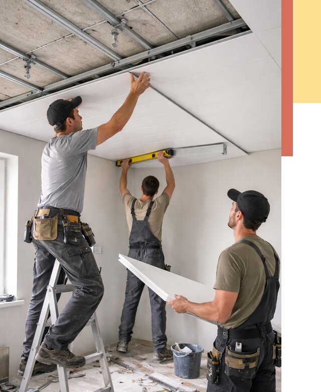 Монтаж потолка из ПВХ панелей в Артеме от 3628 руб./м2 — быстро и недорого | ОТДЕЛОЧНИК-Арт