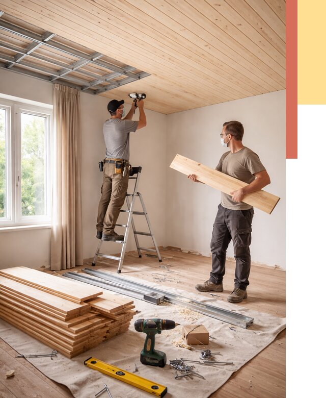 Монтаж потолка из вагонки в Артеме от 6739 руб. | Быстро и недорого — ОТДЕЛОЧНИК-Арт