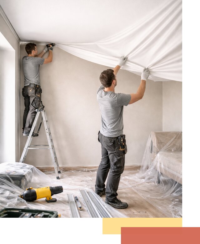 Монтаж тканевого натяжного потолка в Артеме недорого и быстро