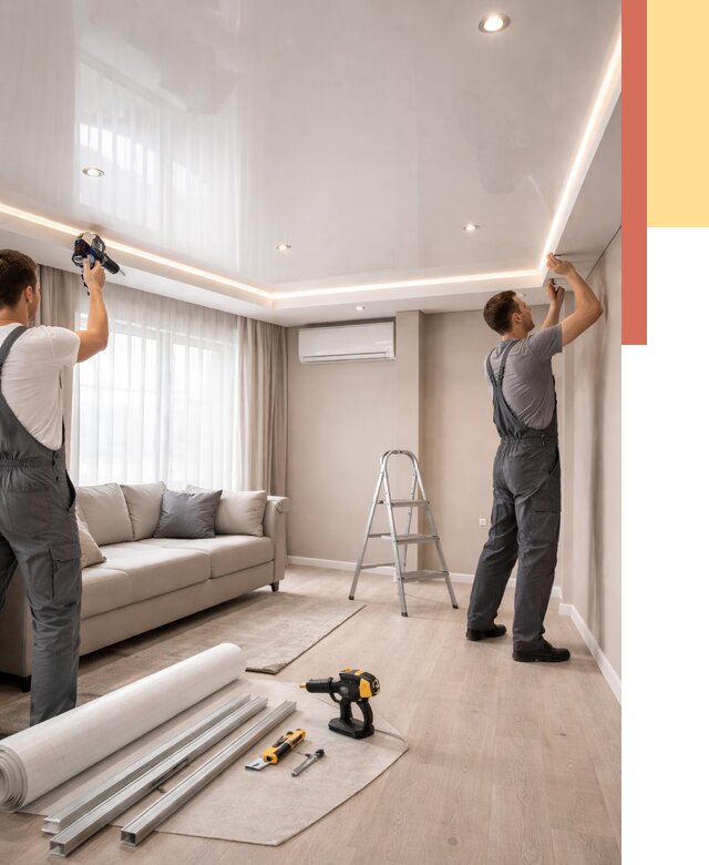 Монтаж глянцевого натяжного потолка в Артеме от 778 руб. под ключ | ОТДЕЛОЧНИК-Арт