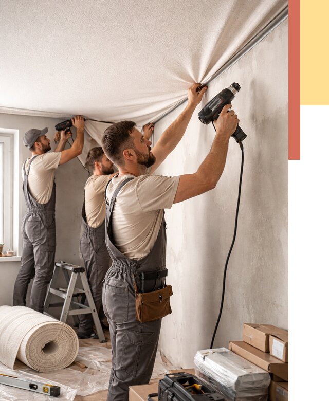 Монтаж фактурного натяжного потолка в Артеме от 778 руб. — ОТДЕЛОЧНИК-Арт