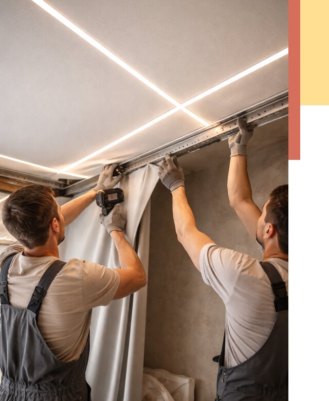 Монтаж натяжного потолка со световыми линиями в Артеме от 1244 руб. | ОТДЕЛОЧНИК-Арт