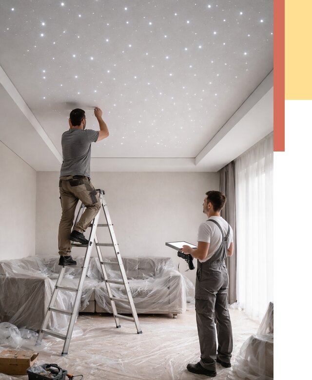 Монтаж натяжного потолка «звездное небо» в Артеме от 6739 руб. | ОТДЕЛОЧНИК-Арт