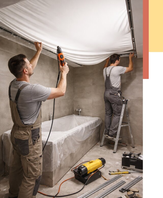 Монтаж натяжного потолка в ванной в Артеме от 1244 руб. под ключ | ОТДЕЛОЧНИК-Арт