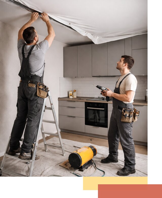 Монтаж натяжного потолка на кухне в Артеме